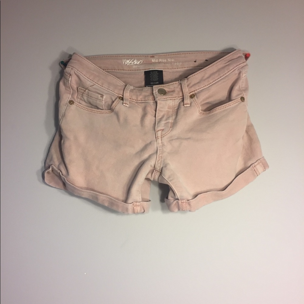 soft pink rolled shorts